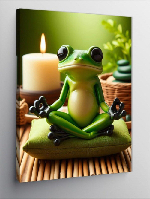 Kanvas Tablo Meditasyon Yapan Kurbağa