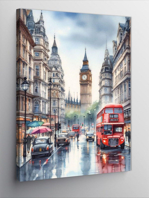Kanvas Tablo Londra Şehri Ve Kırmızı Otobüs