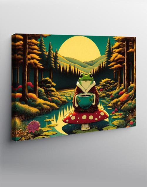 Kanvas Tablo Meditasyon Yapan Kurbağa