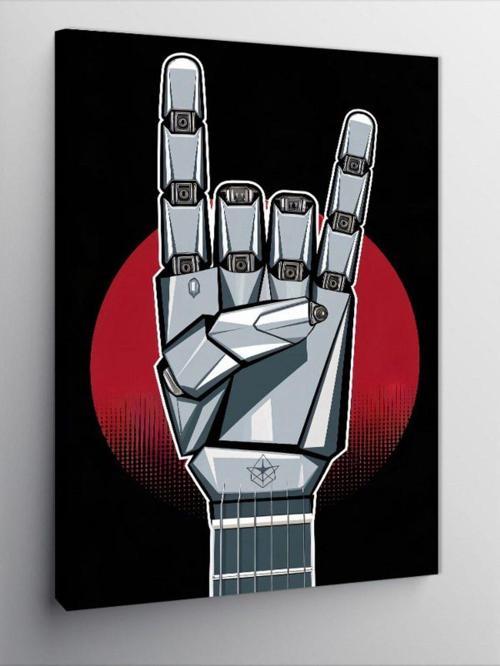 Kanvas Tablo Metal Rock El Sembolü