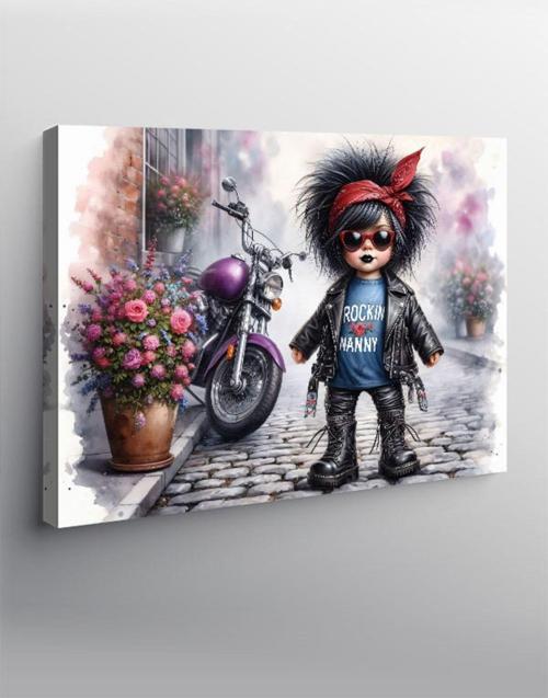 Kanvas Tablo Metalci Kız Ve Motoru