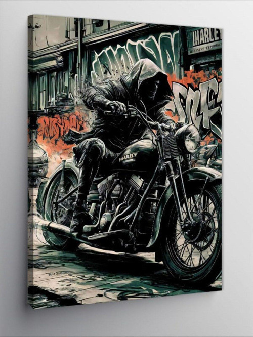 Kanvas Tablo Motorcu İskelet