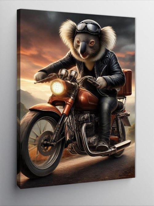 Kanvas Tablo Motorcu Koala