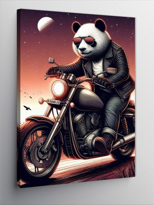 Kanvas Tablo Motorcu Panda