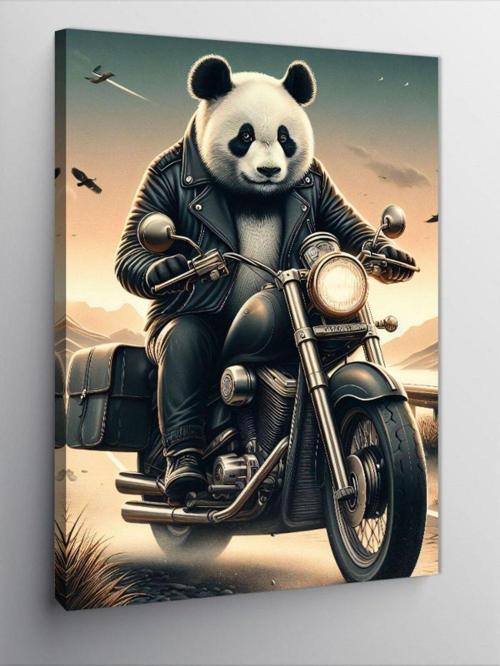 Kanvas Tablo Motorcu Panda