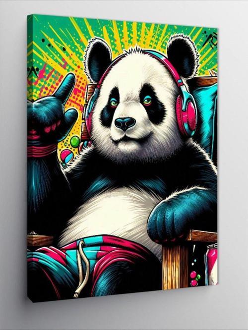 Kanvas Tablo Müzik Dinleyen Panda