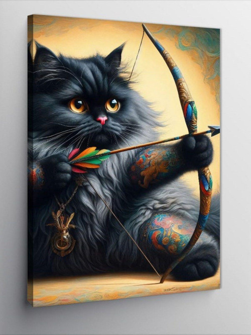 Kanvas Tablo Ok Atan Kedi