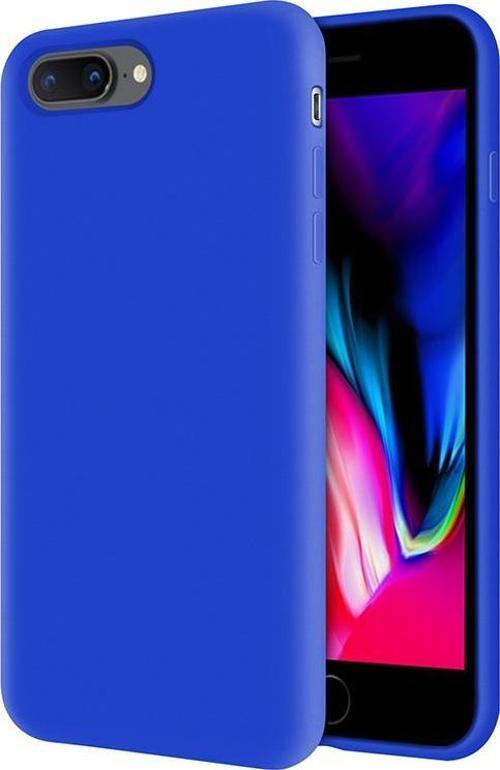 Apple iPhone 8 Plus İçi Kadife Soft Logosuz Lansman Silikon Kılıf - Mavi