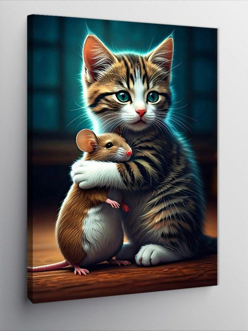 Kanvas Tablo Patilerini Birleştirmiş Kedi