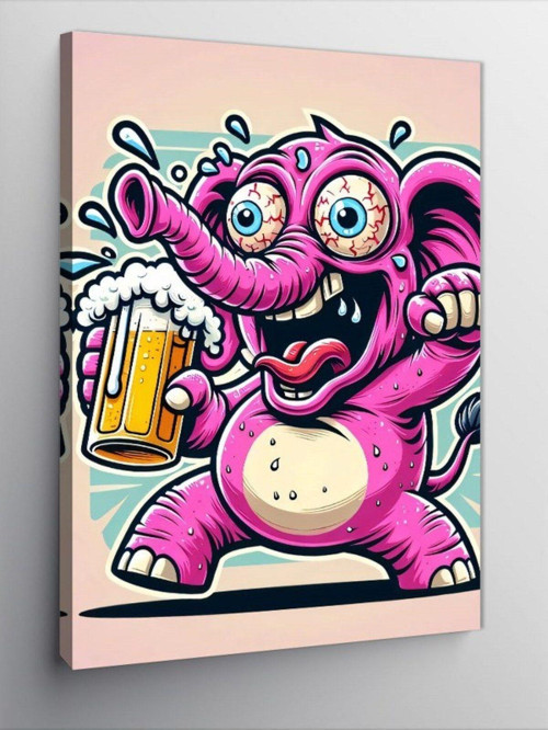 Kanvas Tablo Pembe Fil Maskotu