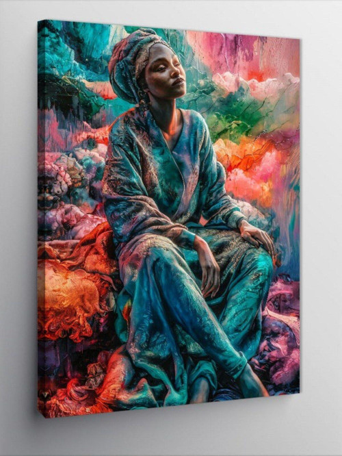 Kanvas Tablo Renkler Ve Afrikalı Kadın