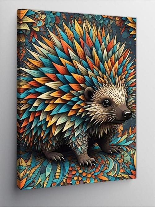 Kanvas Tablo Renkli Desenli Kirpi