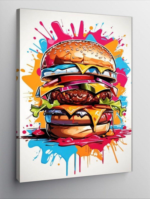 Kanvas Tablo Renkli Hamburger
