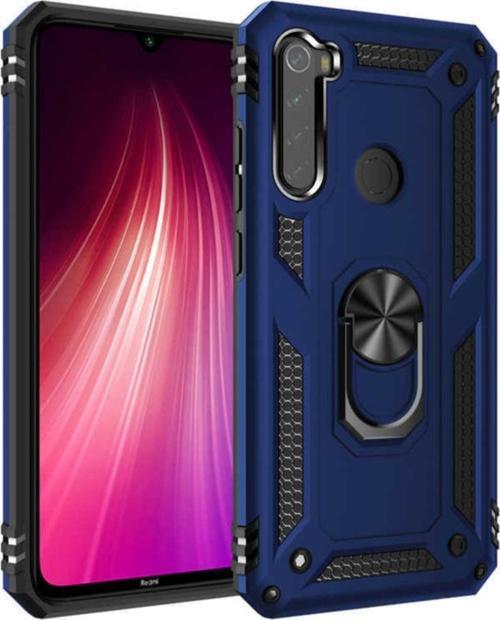 Xiaomi Redmi Note 8 Kapak Yüzüklü Stantlı Panzer Tank Kılıf - Lacivert