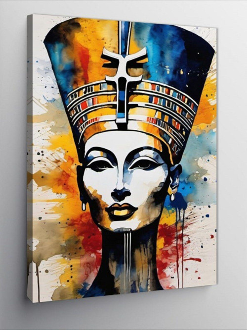 Kanvas Tablo Renkli Fon Nefertiti Eski Mısır