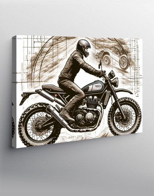 Kanvas Tablo Retro Motosiklet