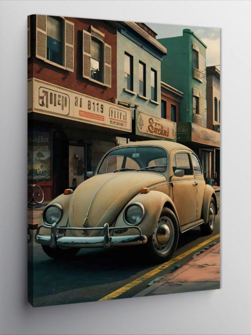Kanvas Tablo Retro Kaplumbağa Araba