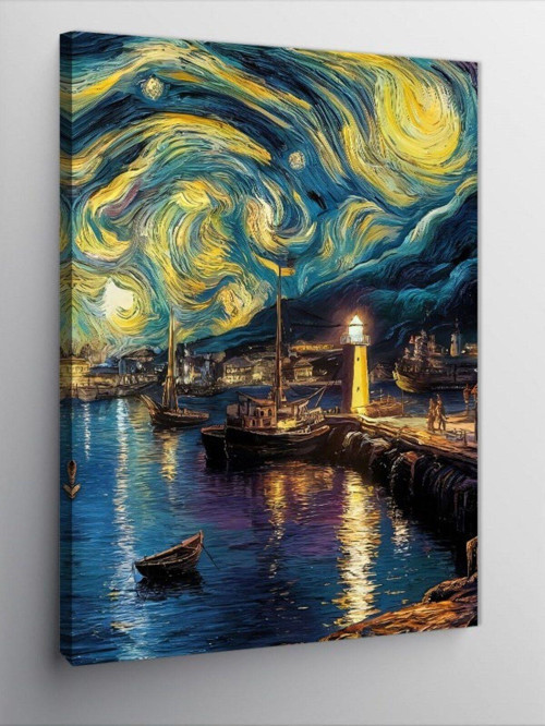 Kanvas Tablo Sahil Kenarı Van Gogh Stili