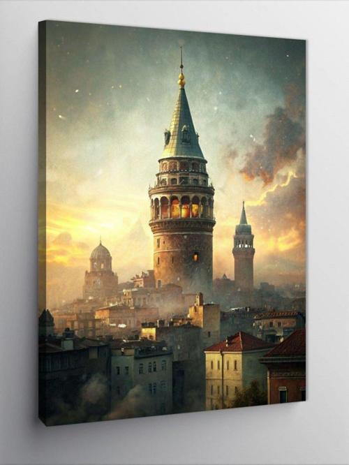 Kanvas Tablo Sisler İçinde Galata Kulesi