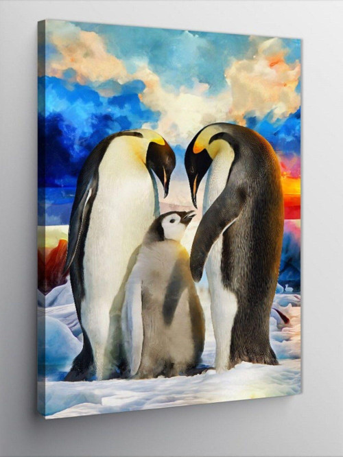 Kanvas Tablo Sevimli Penguen Ailesi