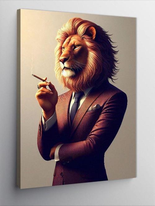 Kanvas Tablo Sigara İçen Aslan