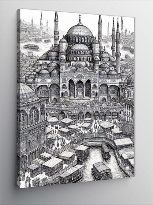 Kanvas Tablo Siyah Beyaz Cami