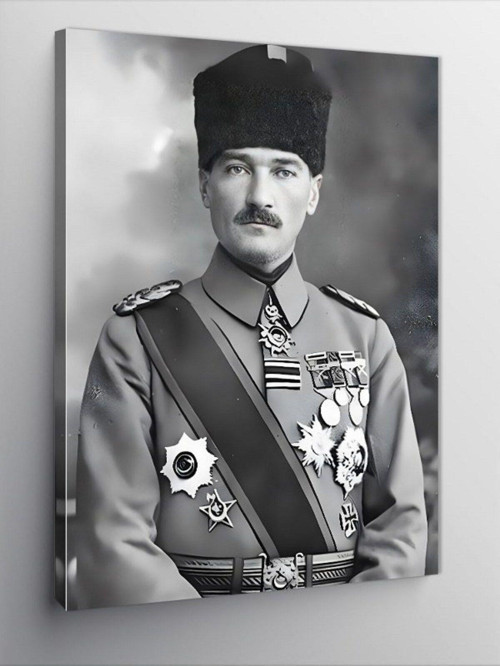 Kanvas Tablo Siyah Beyaz Mustafa Kemal