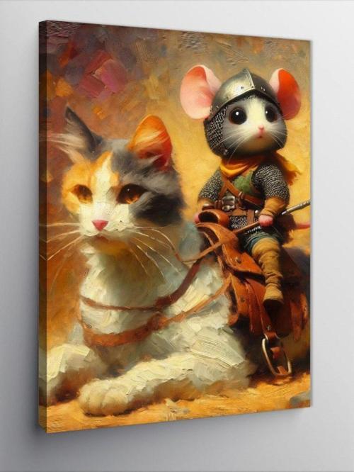 Kanvas Tablo Şövalye Fare Ve Kedi