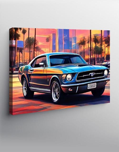 Kanvas Tablo Siyah Mustang Spor Araba
