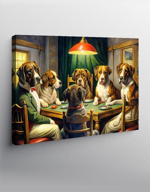 Kanvas Tablo Sofrada Oturan Köpekler