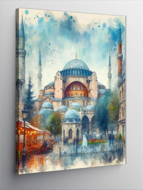 Kanvas Tablo Suluboya Cami Temalı