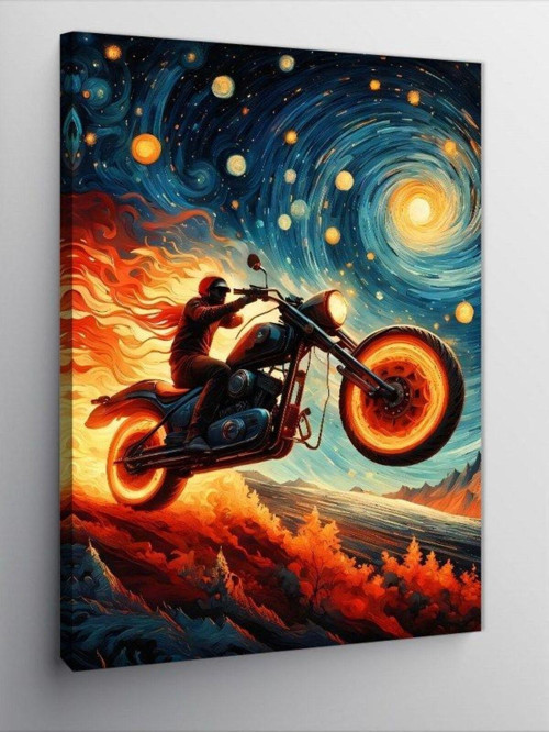 Kanvas Tablo Soyut Motosiklet Kullanan Adam