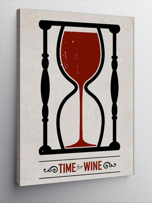 Kanvas Tablo Time & Wine Kum Saati