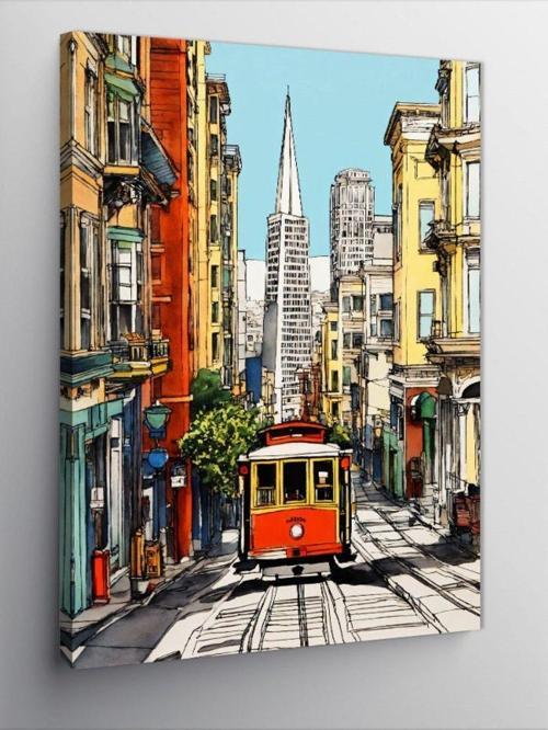 Kanvas Tablo Tramvay Ve Şehir
