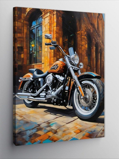 Kanvas Tablo Turuncu Chopper Motosiklet
