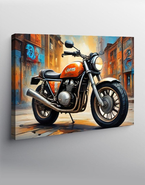 Kanvas Tablo Turuncu Chopper Motosiklet