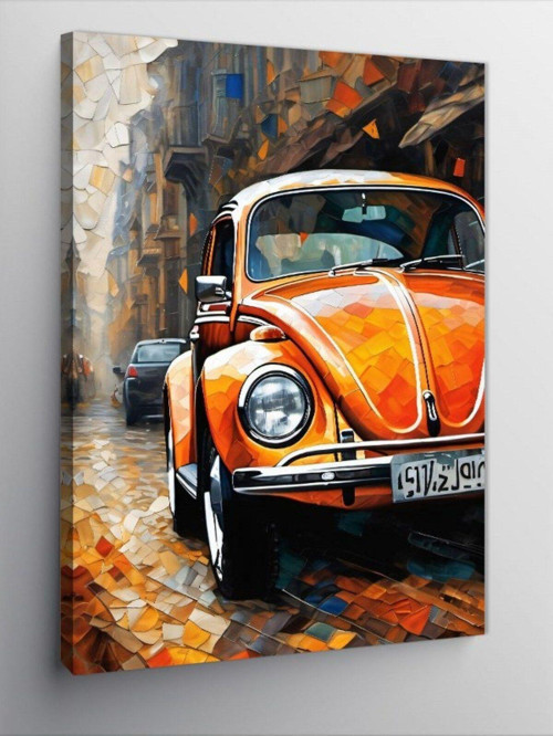 Kanvas Tablo Turuncu Klasik Araba