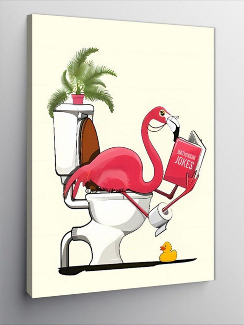 Kanvas Tablo Tuvaletteki Flamingo