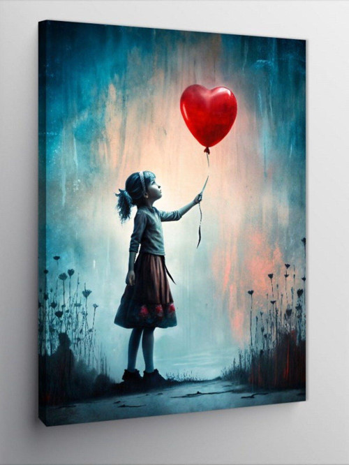 Kanvas Tablo Uçan Balon Ve Kız
