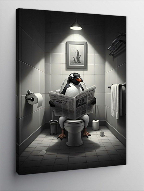 Kanvas Tablo Tuvalette Penguen