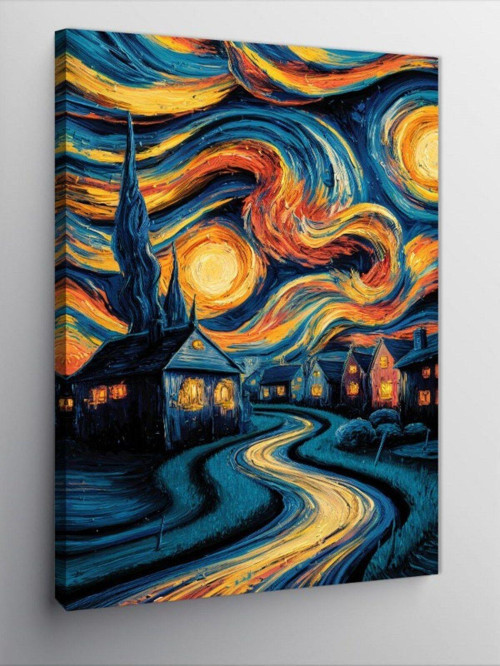 Kanvas Tablo Van Gogh Tarzı Köy Evleri