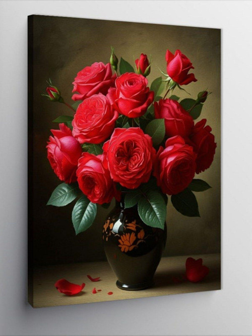 Kanvas Tablo Vazoda Kırmızı Güller