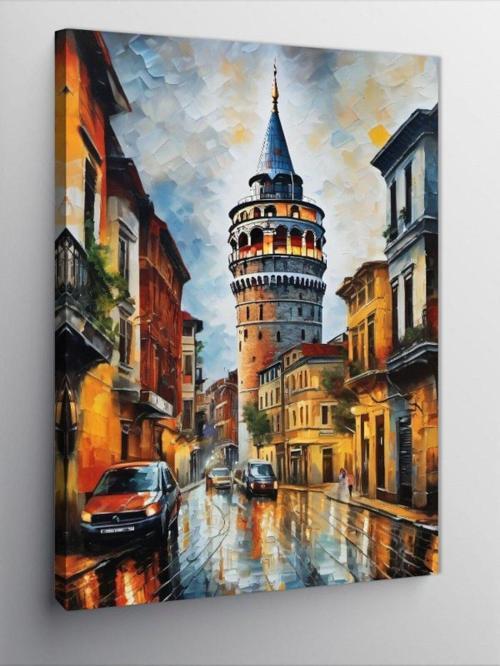 Kanvas Tablo Yağlıboya Galata Kulesi