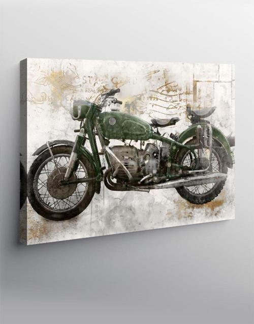 Kanvas Tablo Yeşil Motosiklet