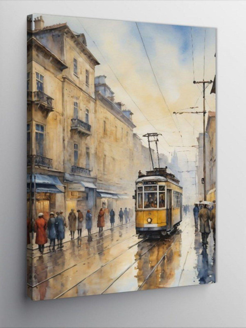 Kanvas Tablo Yağmurda Tramvay
