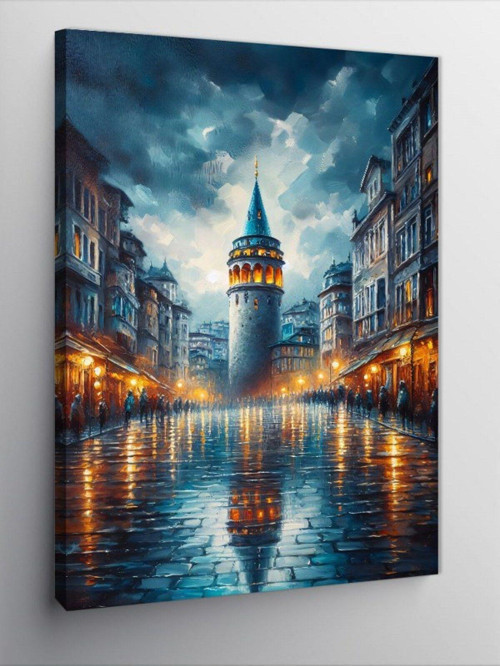 Kanvas Tablo Yağmurlu Galata Kulesi