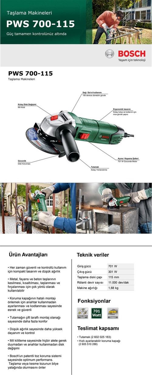 PWS 700-115 AVUÇ İÇİ TAŞLAMA