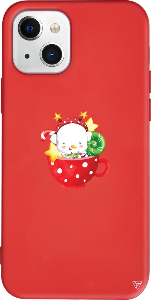 iPhone 15 Plus Uyumlu Kırmızı Renkli Silikon A Cup Of Xmas 2 Telefon Kılıfı