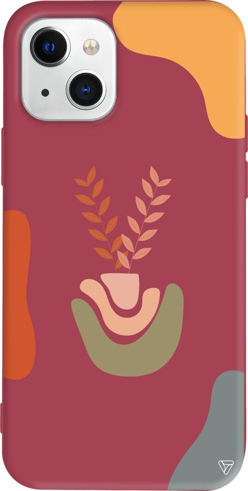 iPhone 15 Plus Uyumlu Bordo Renkli Silikon Basic Shape Abstract Koleksiyonu Telefon Kılıfı