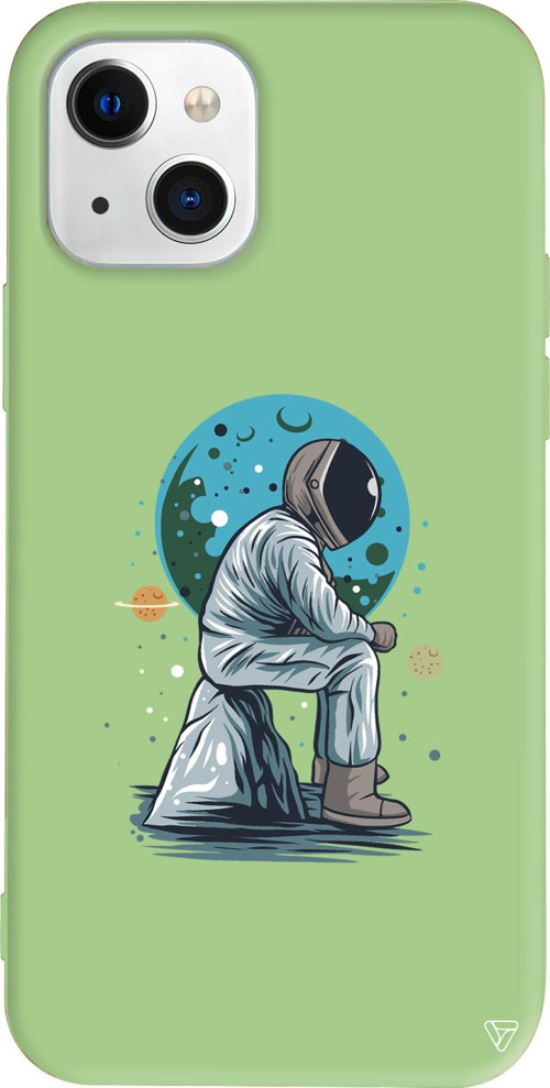 iPhone 15 Plus Uyumlu Açık Yeşil Renkli Silikon Forever Alone Telefon Kılıfı